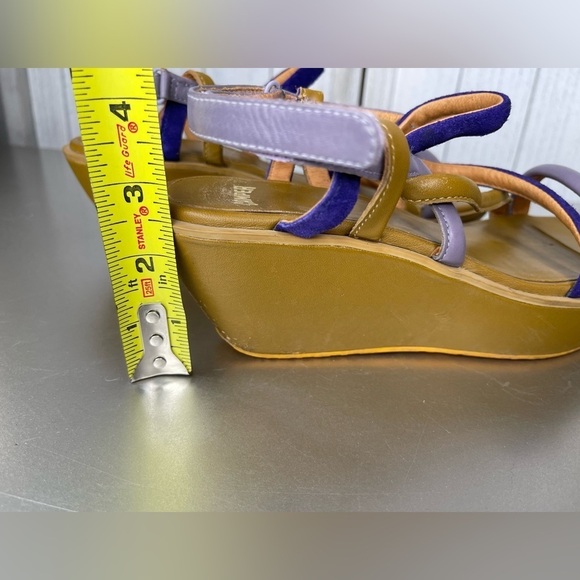 CAMPER Strappy Platform Wedge Sandal Leather Size 39 / 8 Damas Purple Tan - Picture 5 of 5
